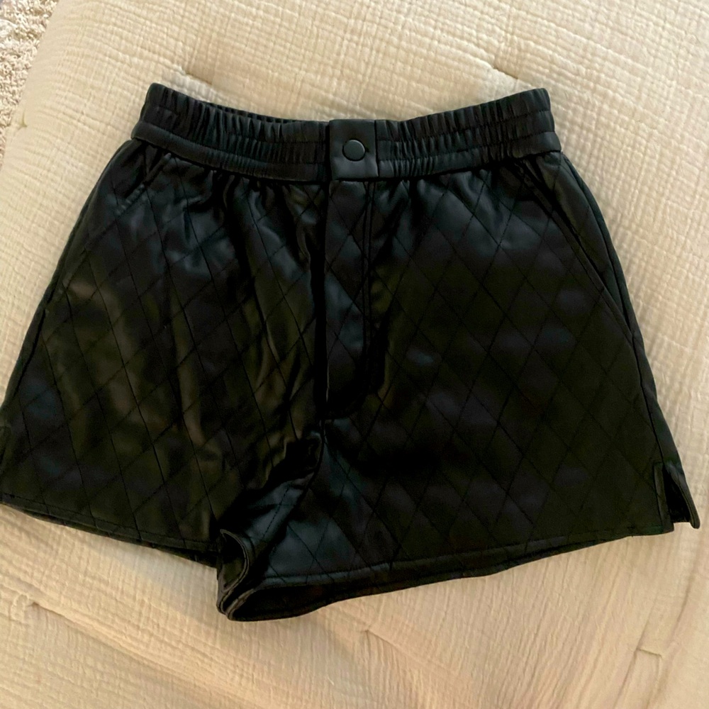 Zara quilted faux leather high rise shorts size small